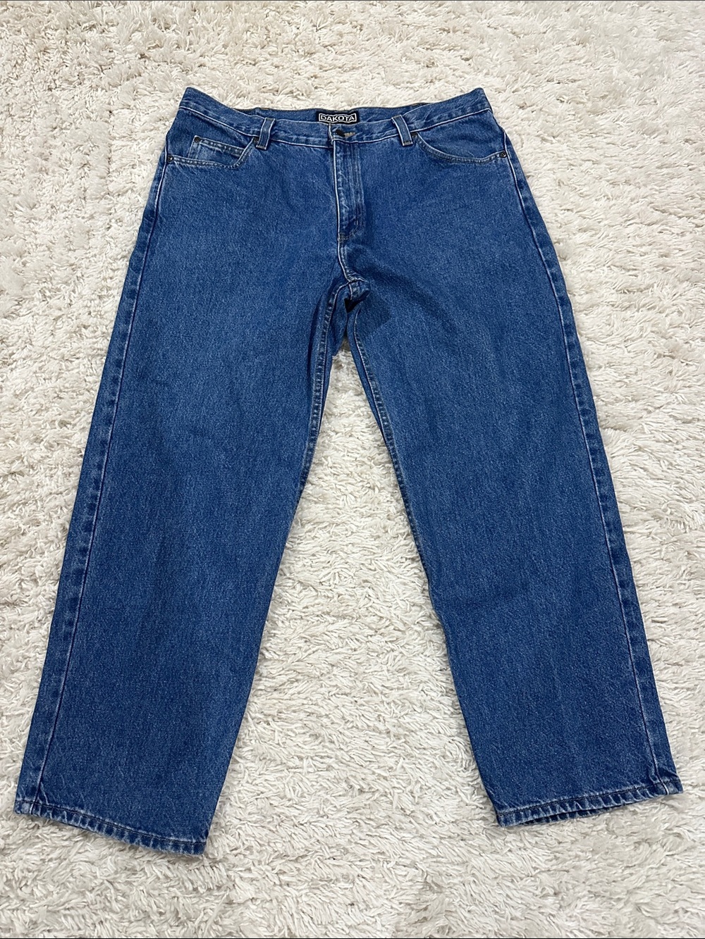 DAKOTA Y2K Men’s Straight-Leg Streetwear Jeans in Deep Blue EUC Sz 40x30